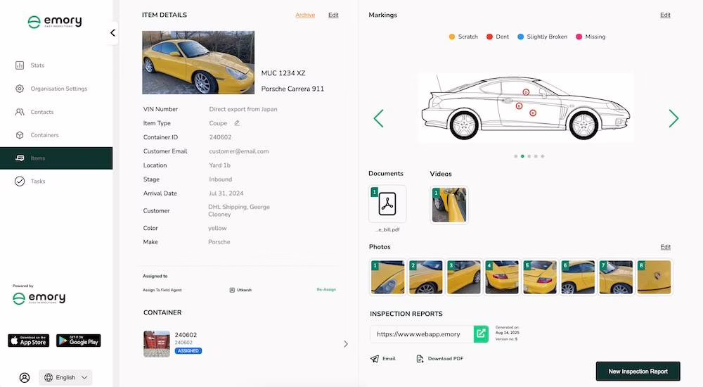 Emory Pro App Dashboard Screenshot